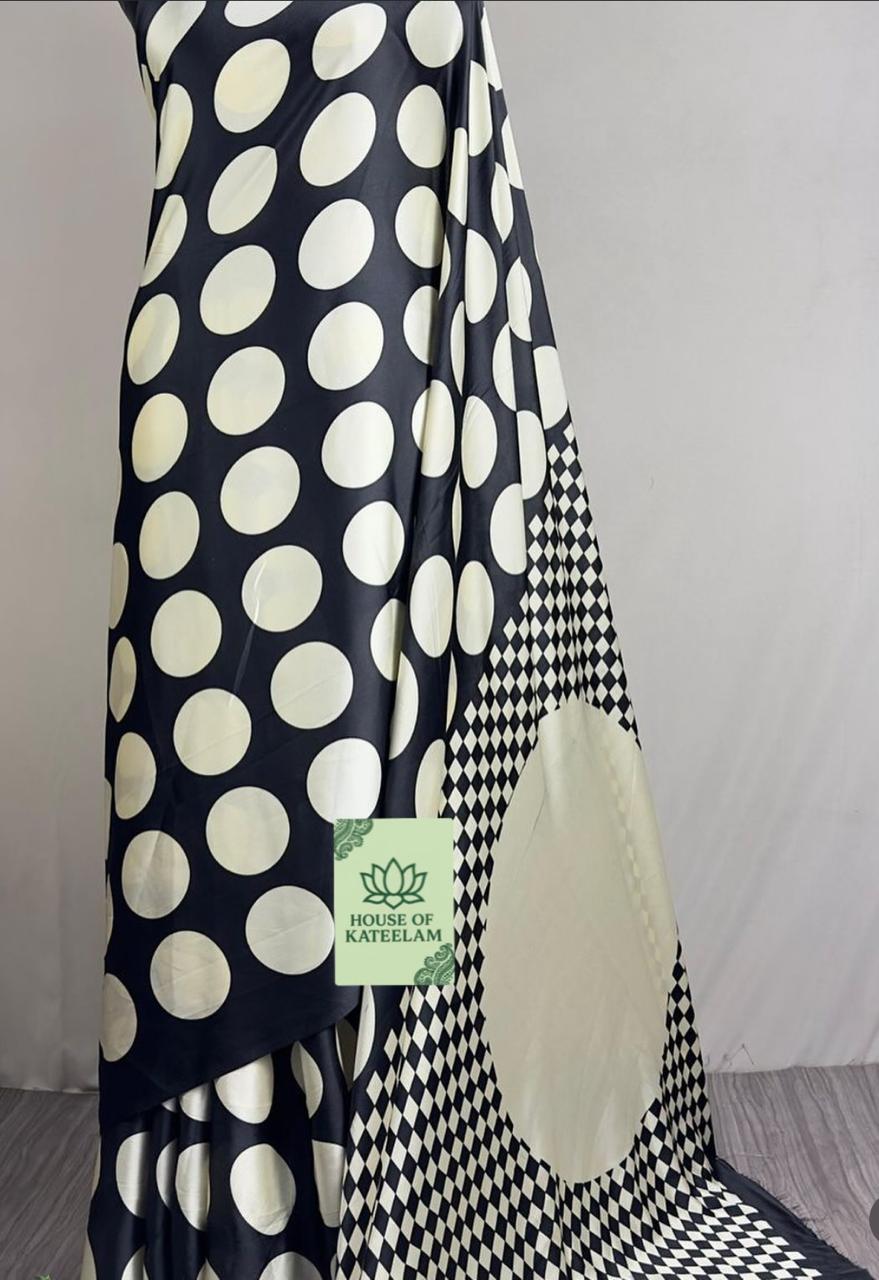 HOK3604 - Chandra - Black with White Polka dots - House of Kateelam