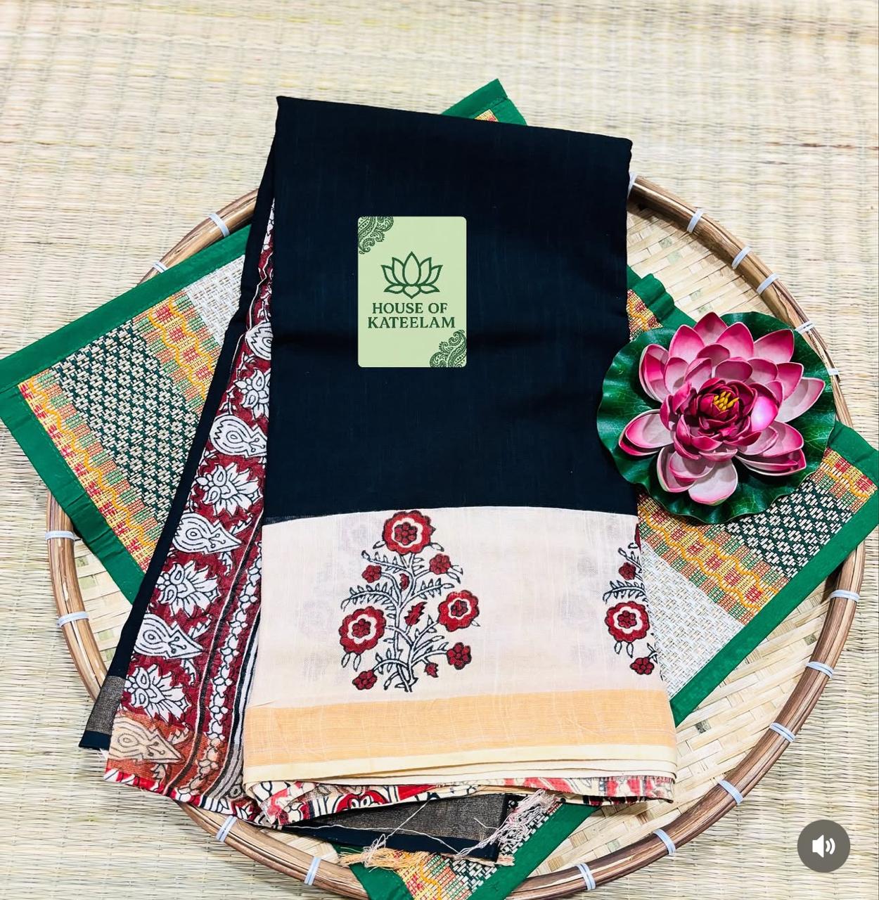 HOK3809 - Mayura - Black & Cream - House of Kateelam