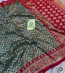 HOK4002- Shubhra- Seige Green & Pink