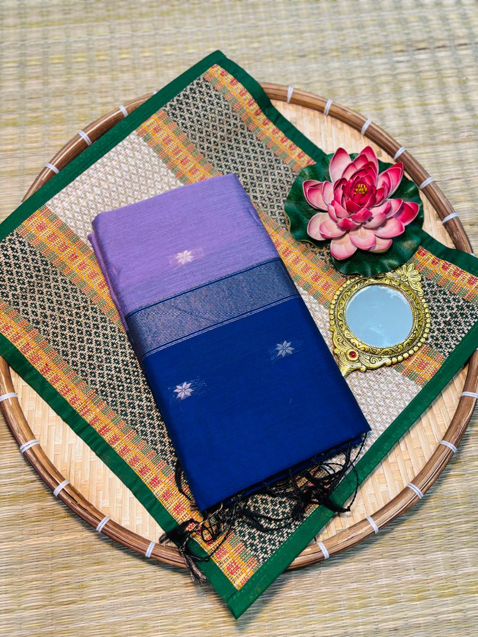 HOK4401 - Maheshwari - Purple with Blue - House of Kateelam