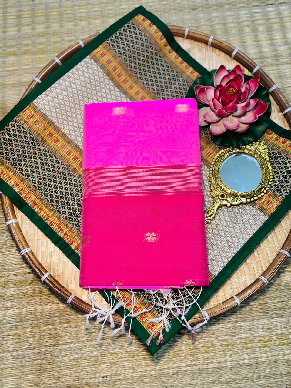 HOK4407 - Maheshwari - Light & Dark Pink - House of Kateelam