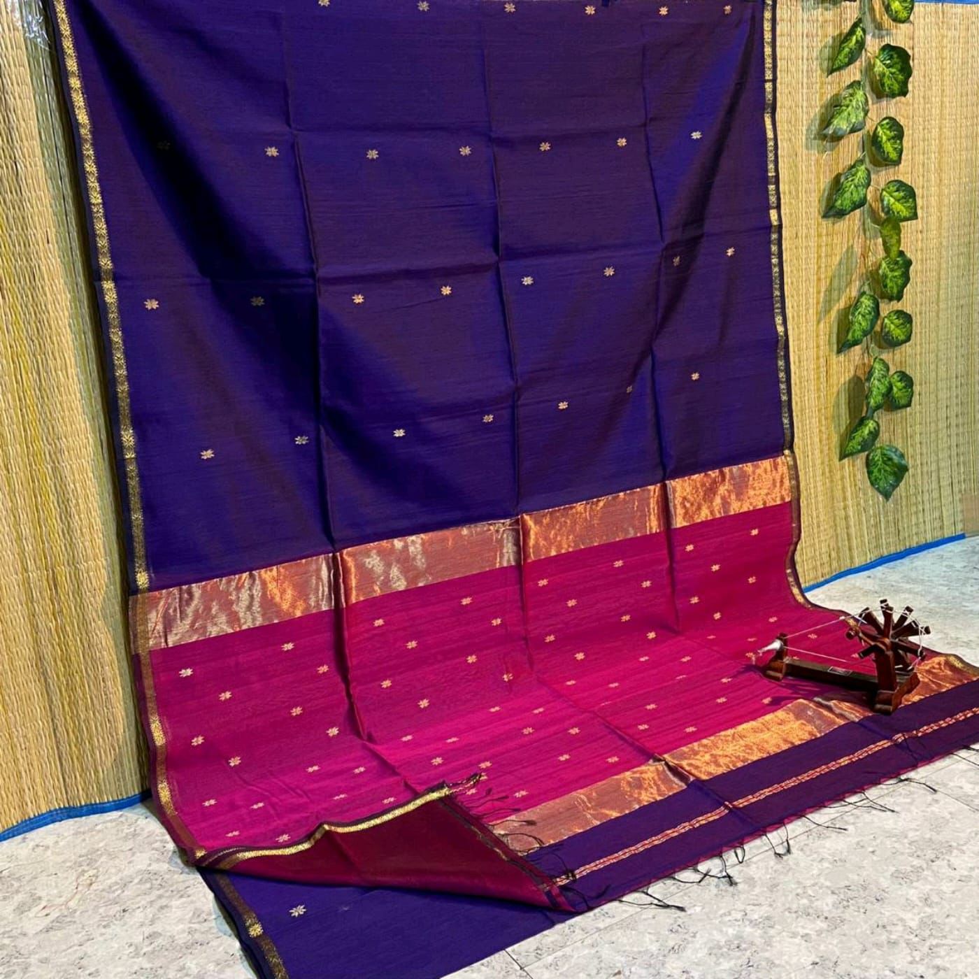 HOK4410 - Maheshwari - Violet with Pink - House of Kateelam