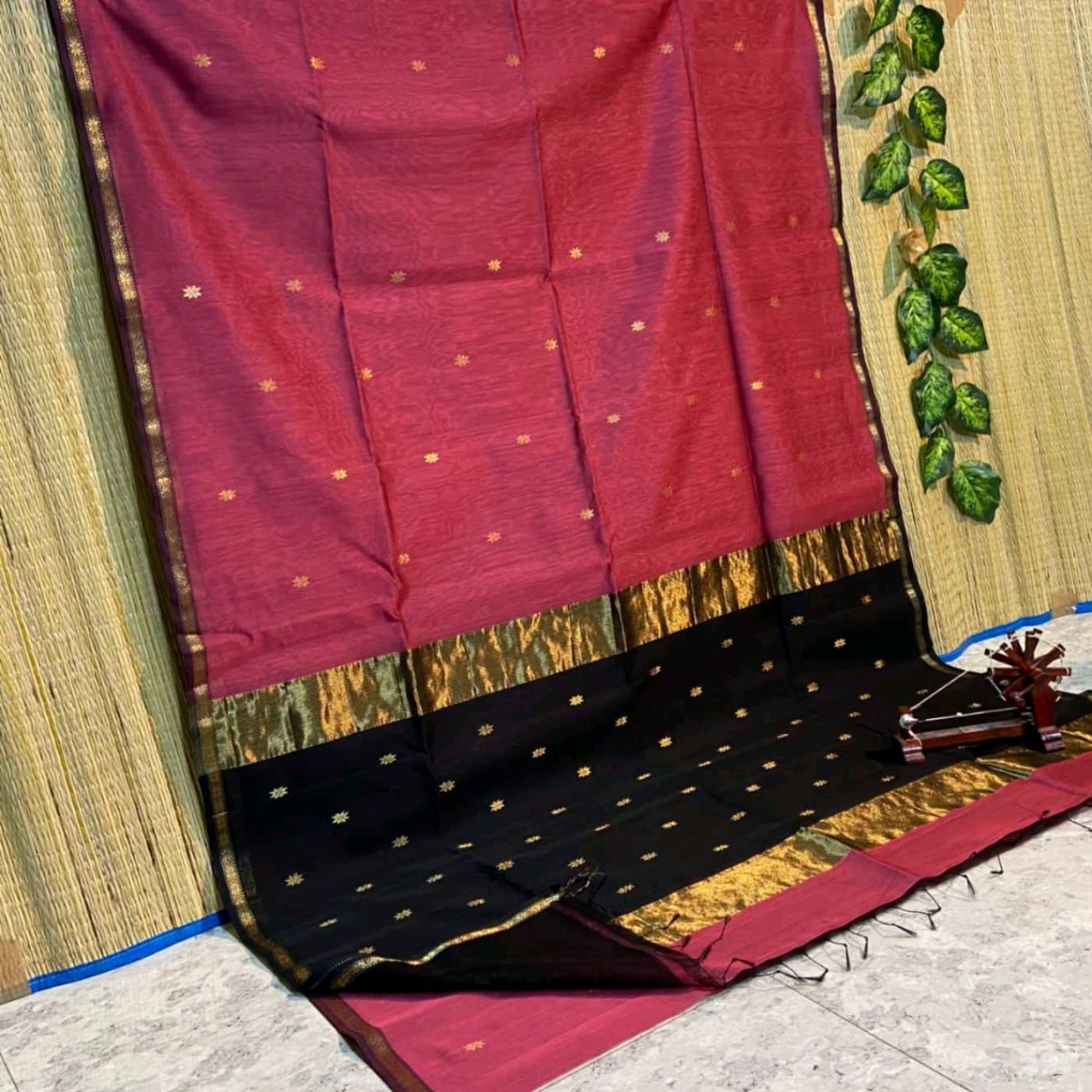 HOK4416 - Maheshwari - Pink with Black - House of Kateelam