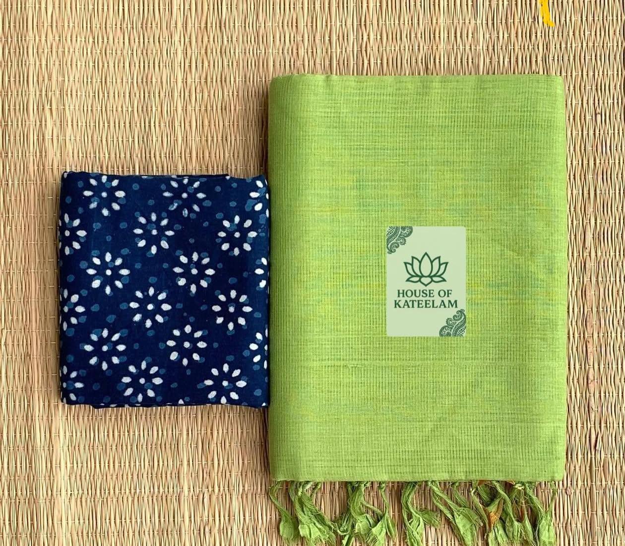 HOK6307 - Sonali - Light Green & Blue - House of Kateelam