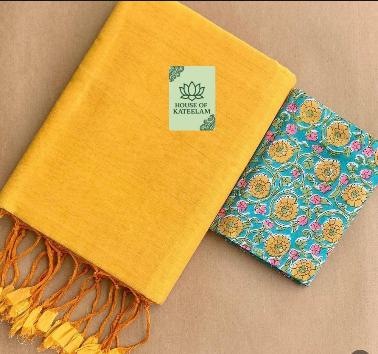 HOK6308 - Sonali - Yellow & Blue - House of Kateelam