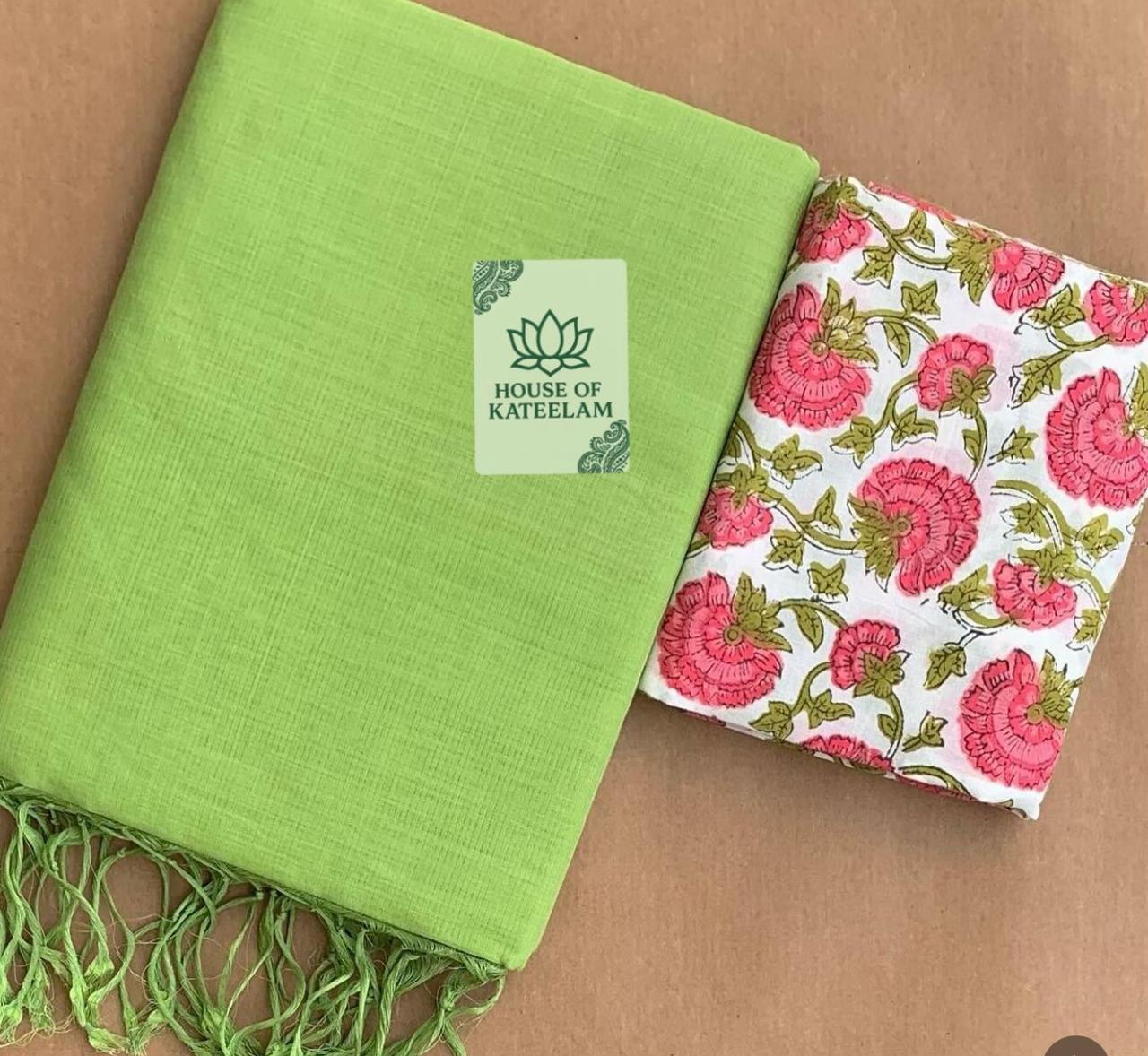 HOK6309 - Sonali - Light Green & White - House of Kateelam