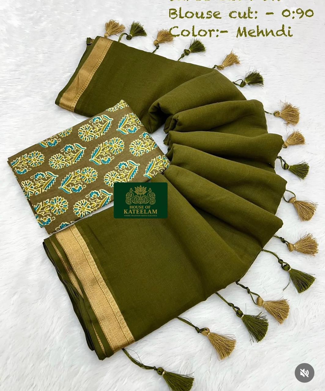 HOK6313 - Sonali - Mehandi Green & White - House of Kateelam