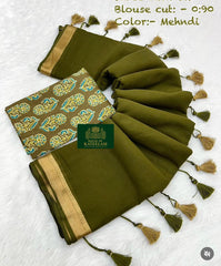 HOK6313- Sonali- Mehandi Green & White
