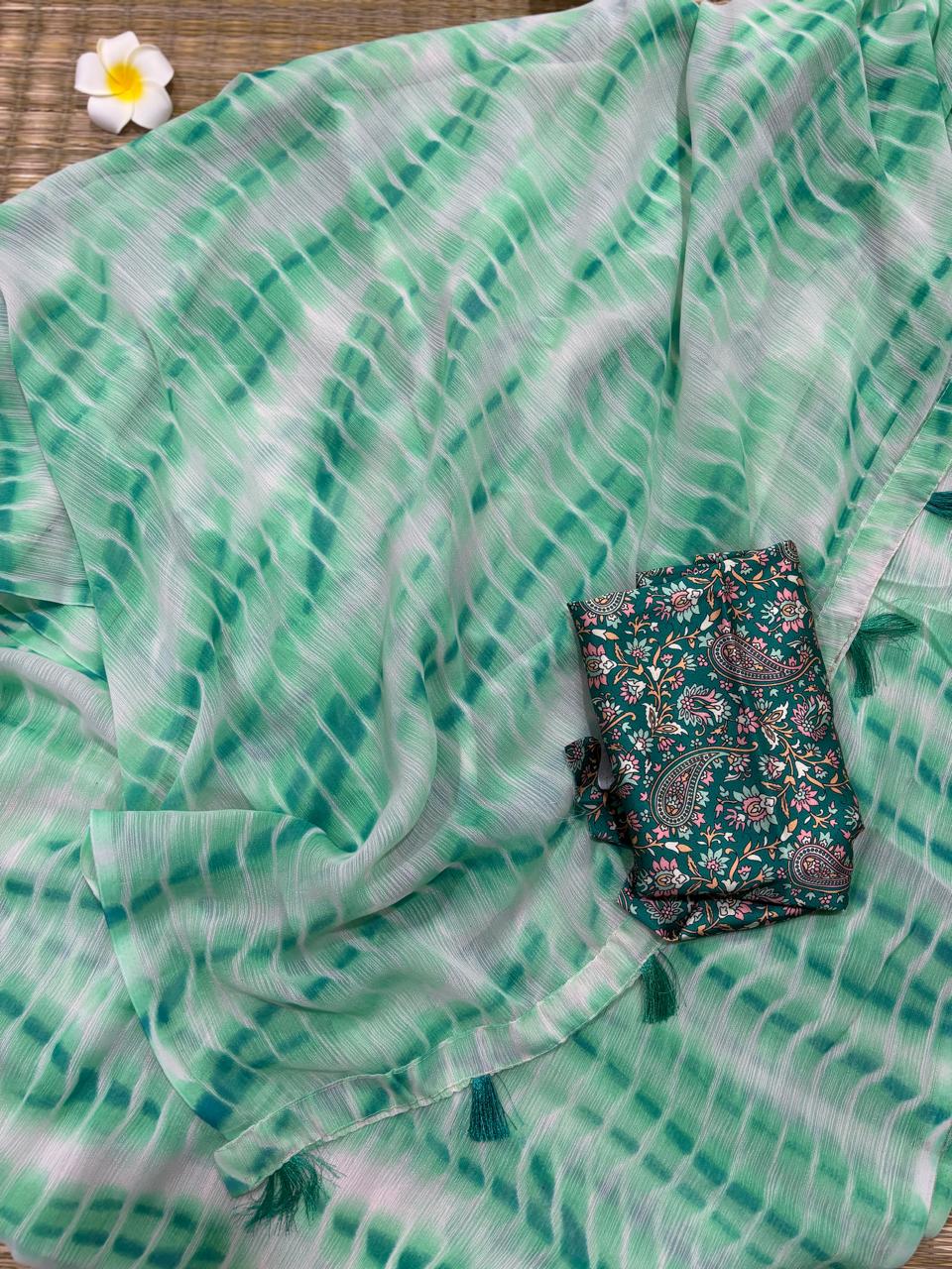 HOK6401 - Siya - Green Shibori - House of Kateelam