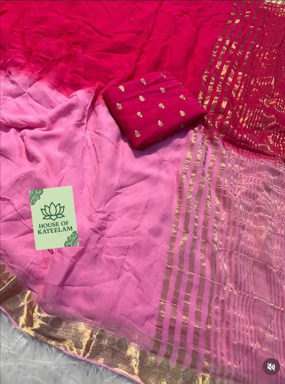 HOK6603 - Shruti - Rani Pink & light Pink - House of Kateelam