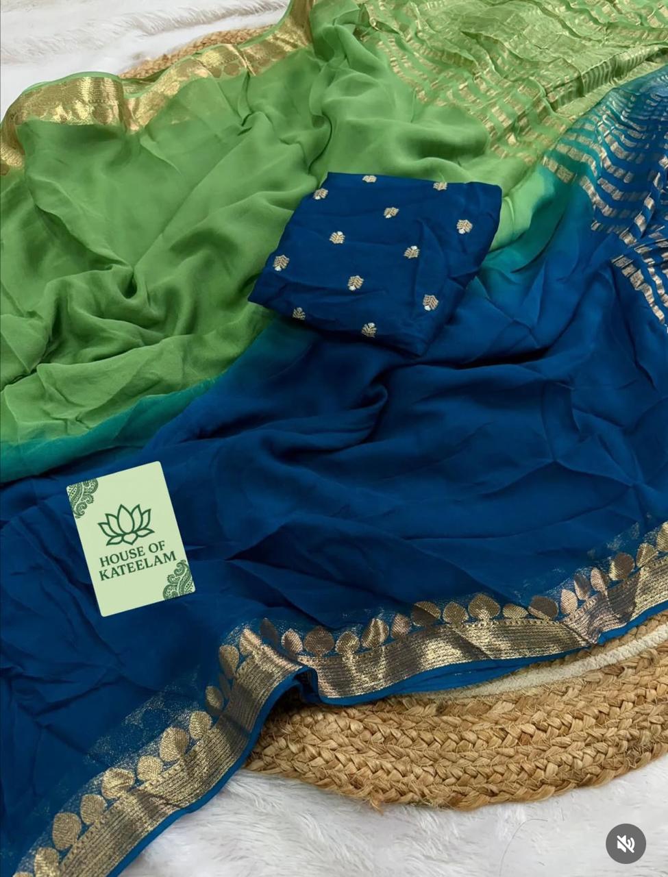 HOK6604 - Shruti - Green & Blue - House of Kateelam