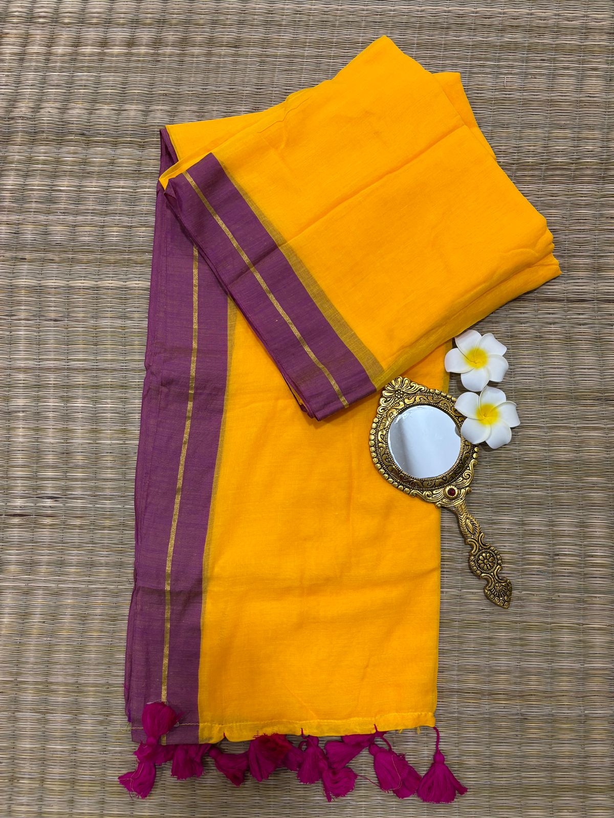 HOK6701 - Sheetal - Yellow Pink Border - House of Kateelam