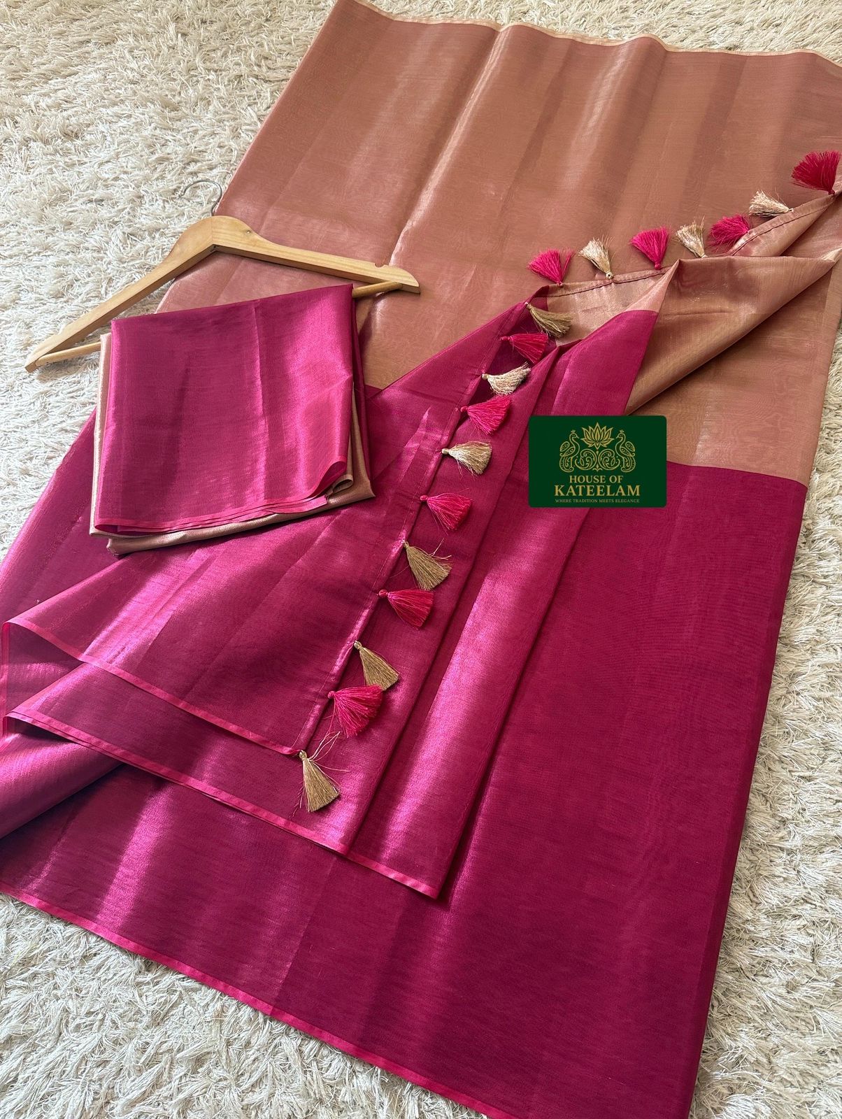 HOK6802 - Sonpari - Rose Gold & Rani Pink - House of Kateelam