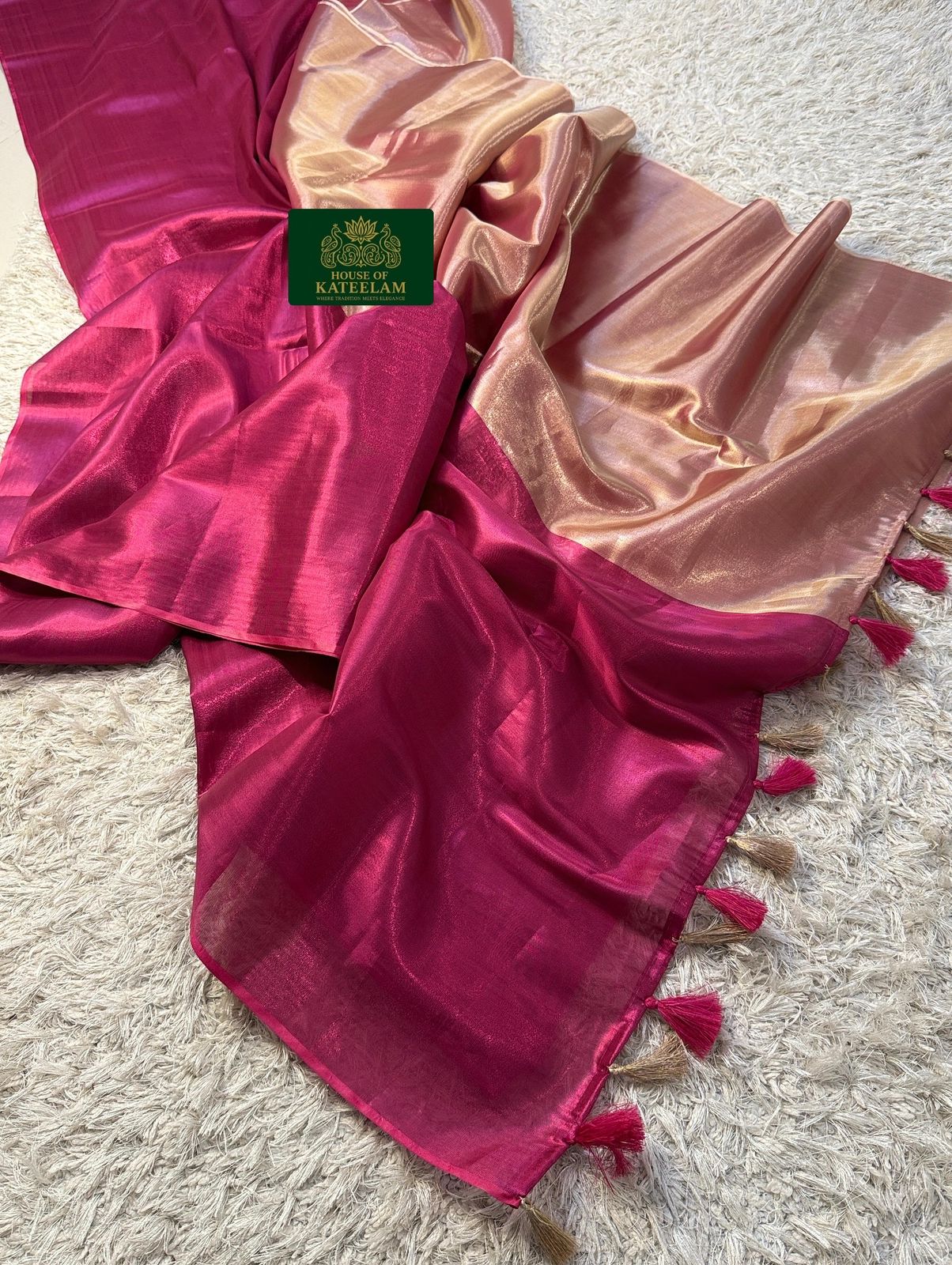 HOK6802 - Sonpari - Rose Gold & Rani Pink - House of Kateelam