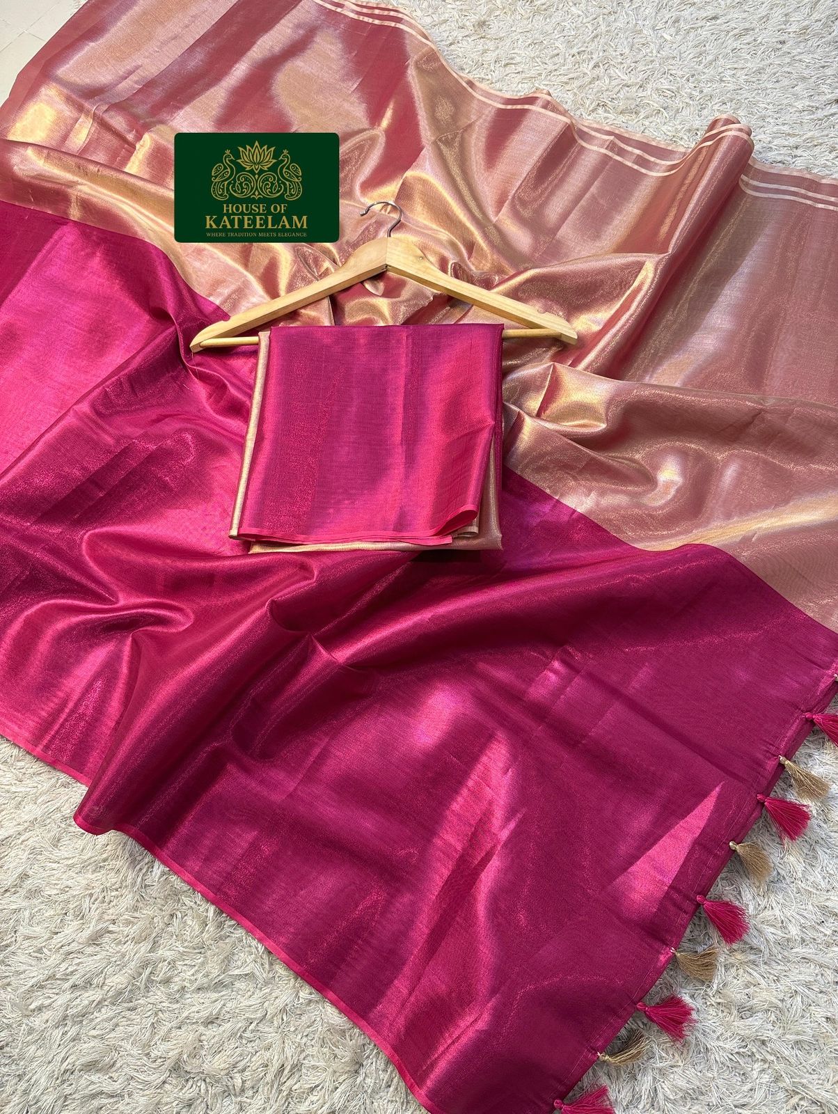 HOK6802 - Sonpari - Rose Gold & Rani Pink - House of Kateelam