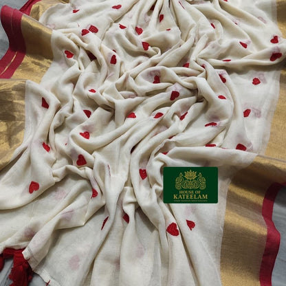 HOK7109 - Prema - Offwhite with Red Heart - House of Kateelam