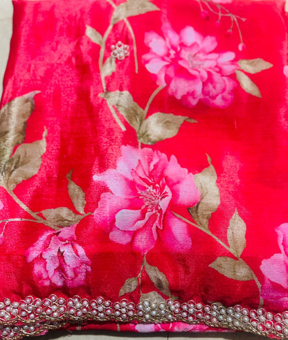 HOK7201 - Kaveri - Red With Black Blouse - House of Kateelam