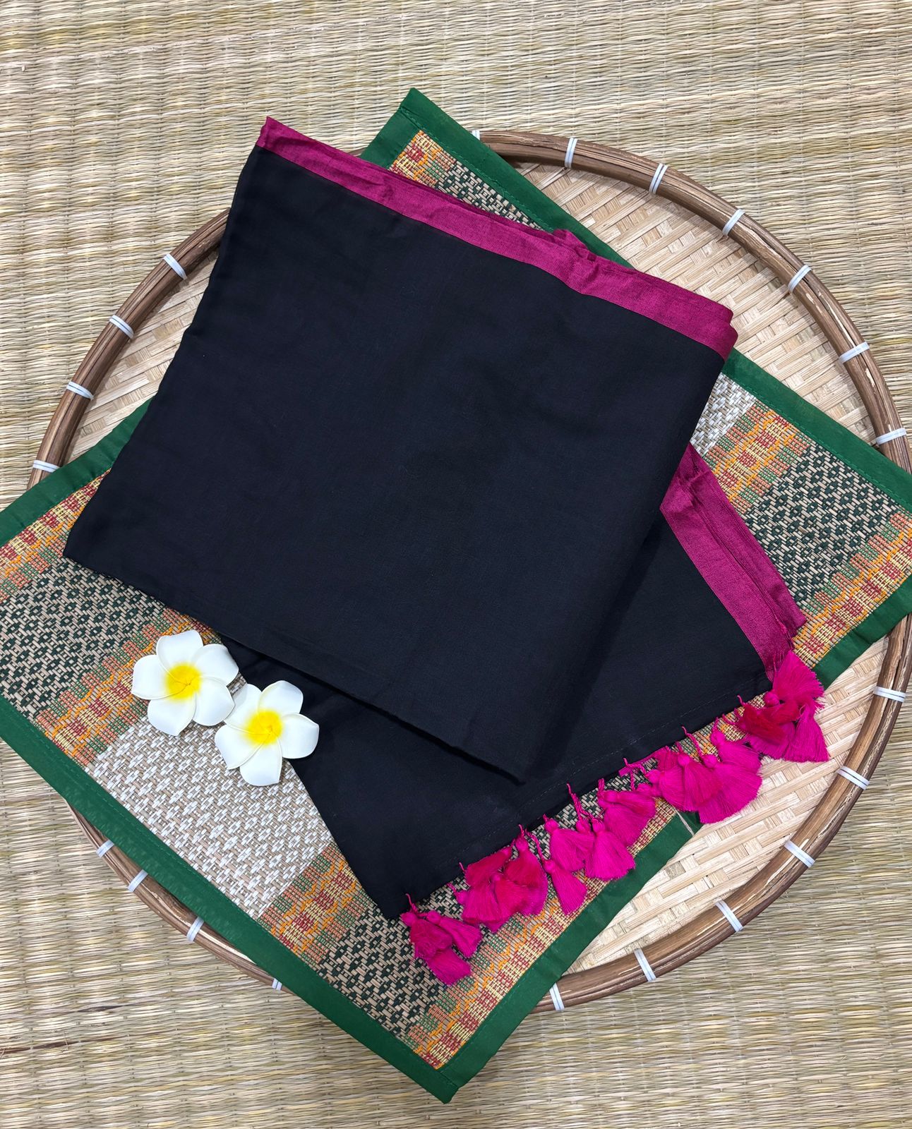 HOK7303 - Veda - Black & Pink Border - House of Kateelam