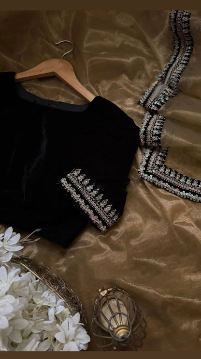 HOK7401 - Alka - Golden with Black Lace - House of Kateelam