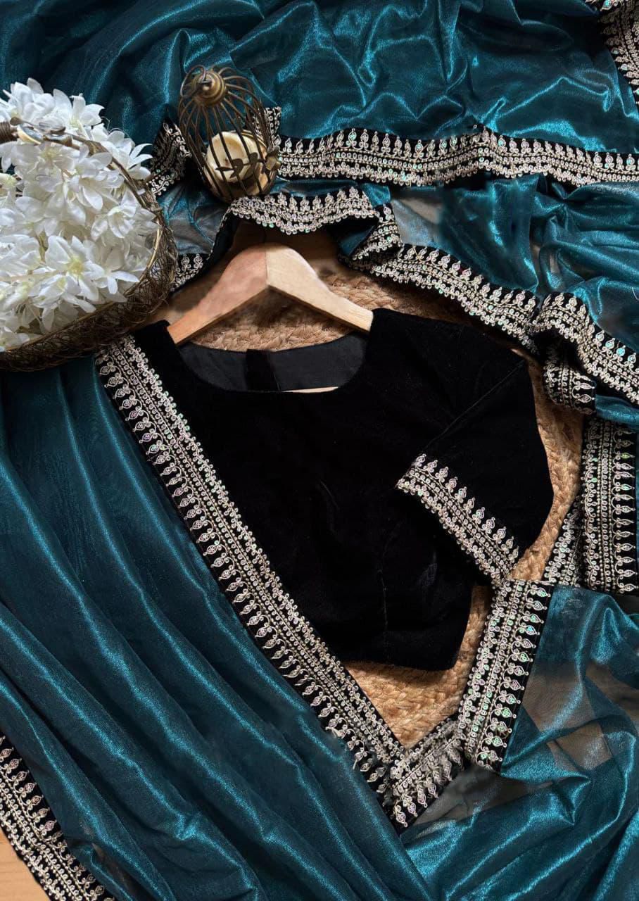 HOK7402 - Alka - Blue with Black Lace - House of Kateelam