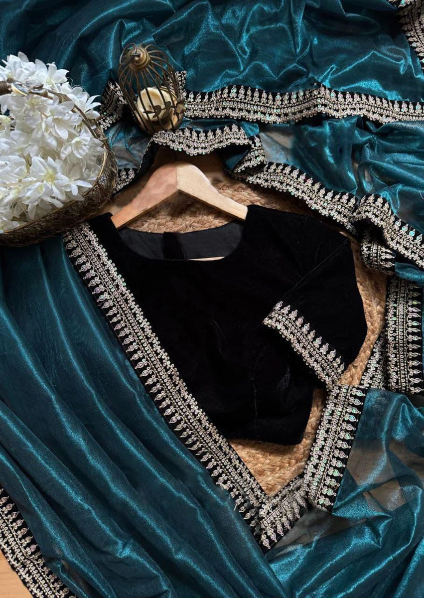 HOK7402- Alka- Blue with Black Lace