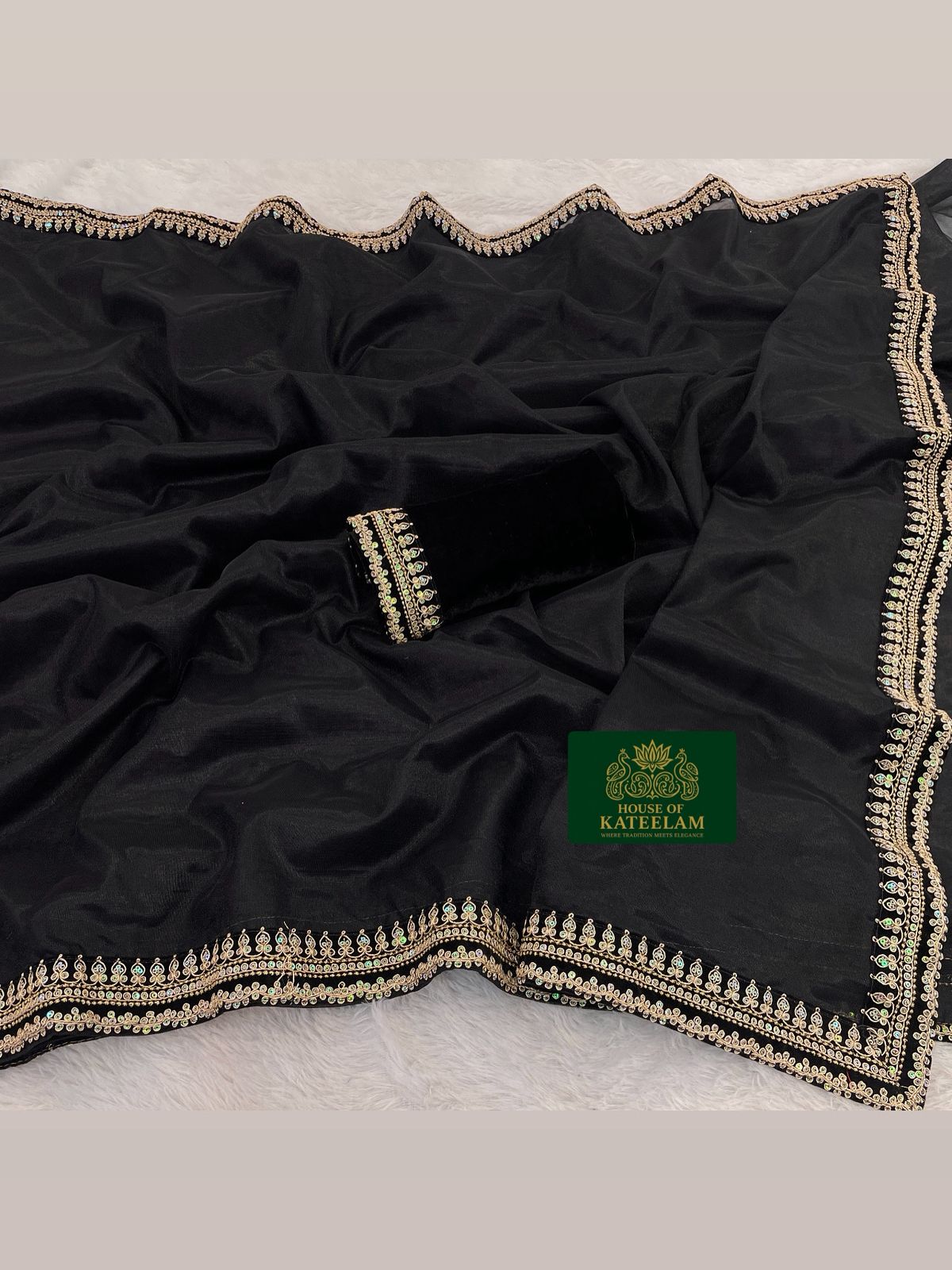 HOK7404 - Alka - Black with Black lace - House of Kateelam