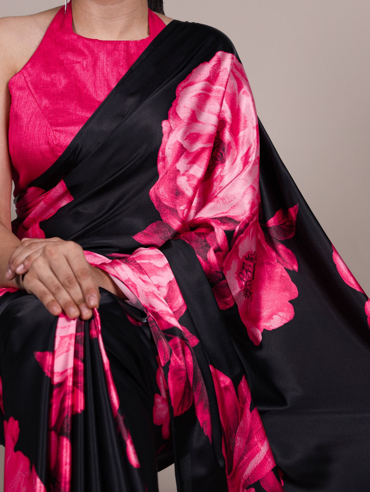 HOK8102 - Sneha - Black & Pink - House of Kateelam