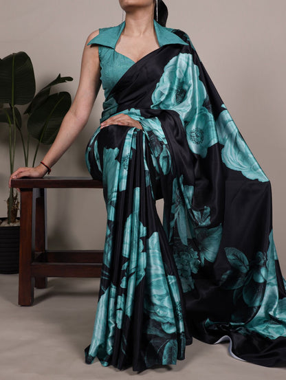 HOK8103 - Sneha - Black & Sea Blue - House of Kateelam