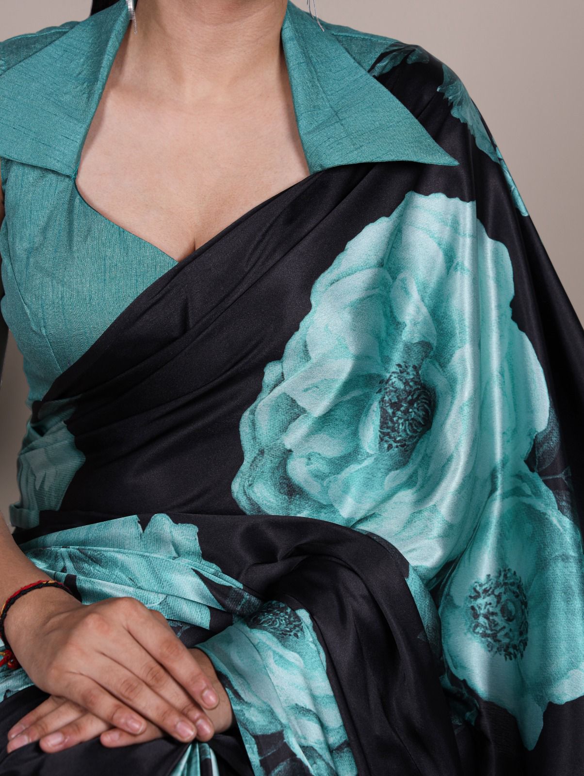HOK8103 - Sneha - Black & Sea Blue - House of Kateelam