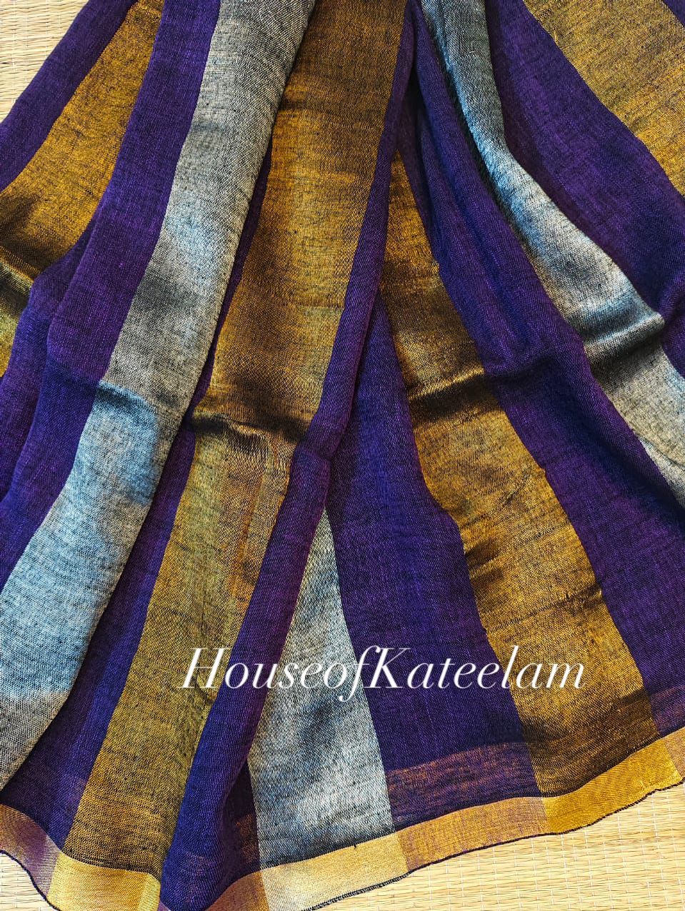 HOK9701 - Malhar - Purple Blue & Gold - House of Kateelam