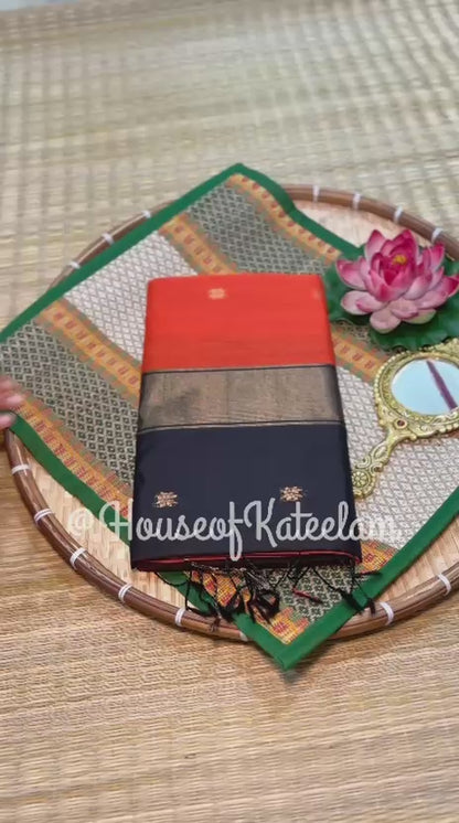 HOK4404- Maheshwari- Orange with Black